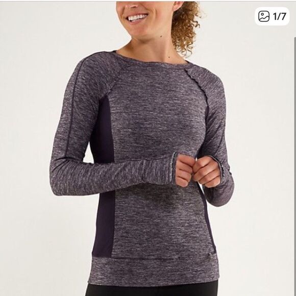 Lululemon Full Tilt Ruffle Long Sleeve Shirt Heathered Black - Picture 1 of 10